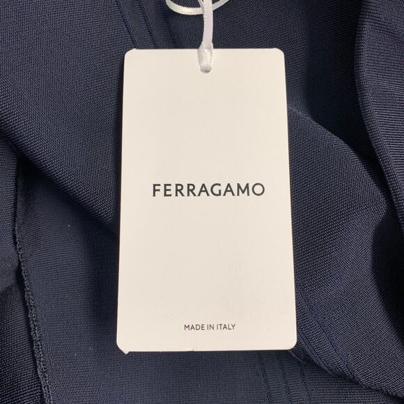 SALVATORE FERRAGAMO Size XS Navy Viscose Blend Asymmetrical Mini Dress - Picture 5 of 9